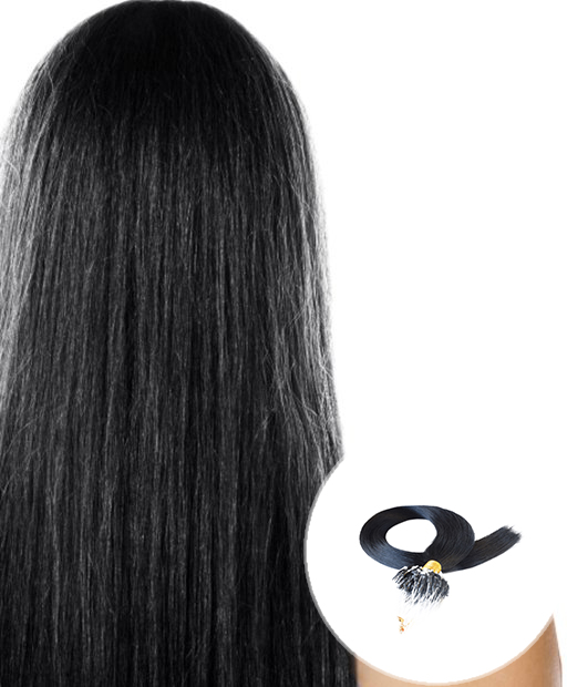 Micro Loop Ring Hair Extensions Jet Black Hair100