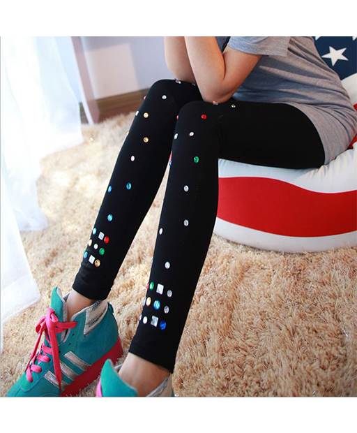 black beaded leggings