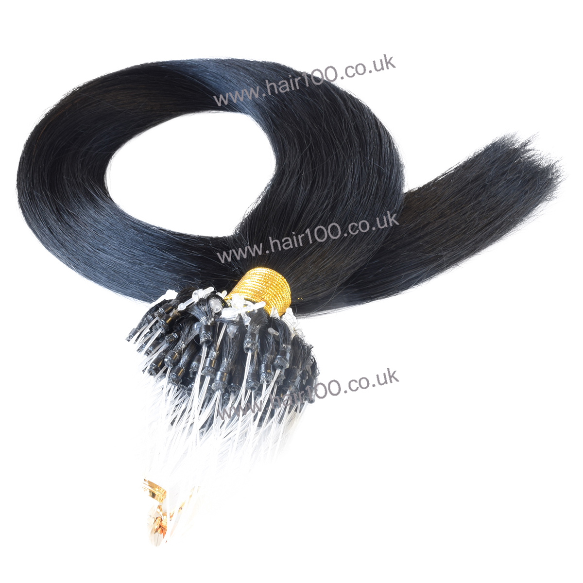 Micro Loop Ring Hair Extensions Jet Black -Hair100