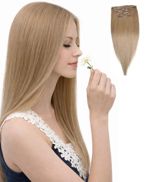 18 clip hair -ash blonde