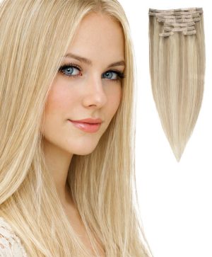 clip hair #18/613 ash blonde/bleach blonde mix