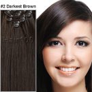Clip in Hair Extensions - #02 Darkest Brown - Image 2