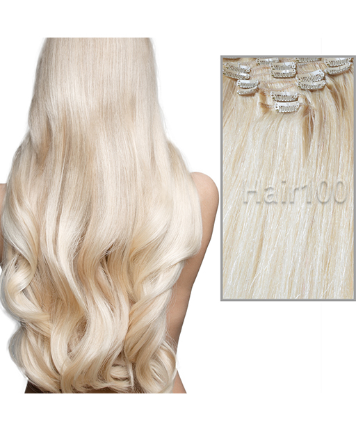 Clip in Hair Extensions Platinum Blonde 