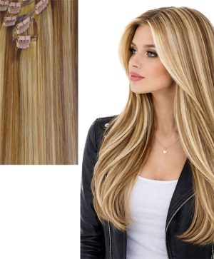clip hair #6/27 medium brown/strawberry blonde mix