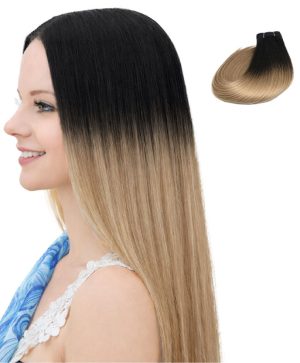 Human Hair Weaves --- Ombre 1B to 8 Black to Light Brown
