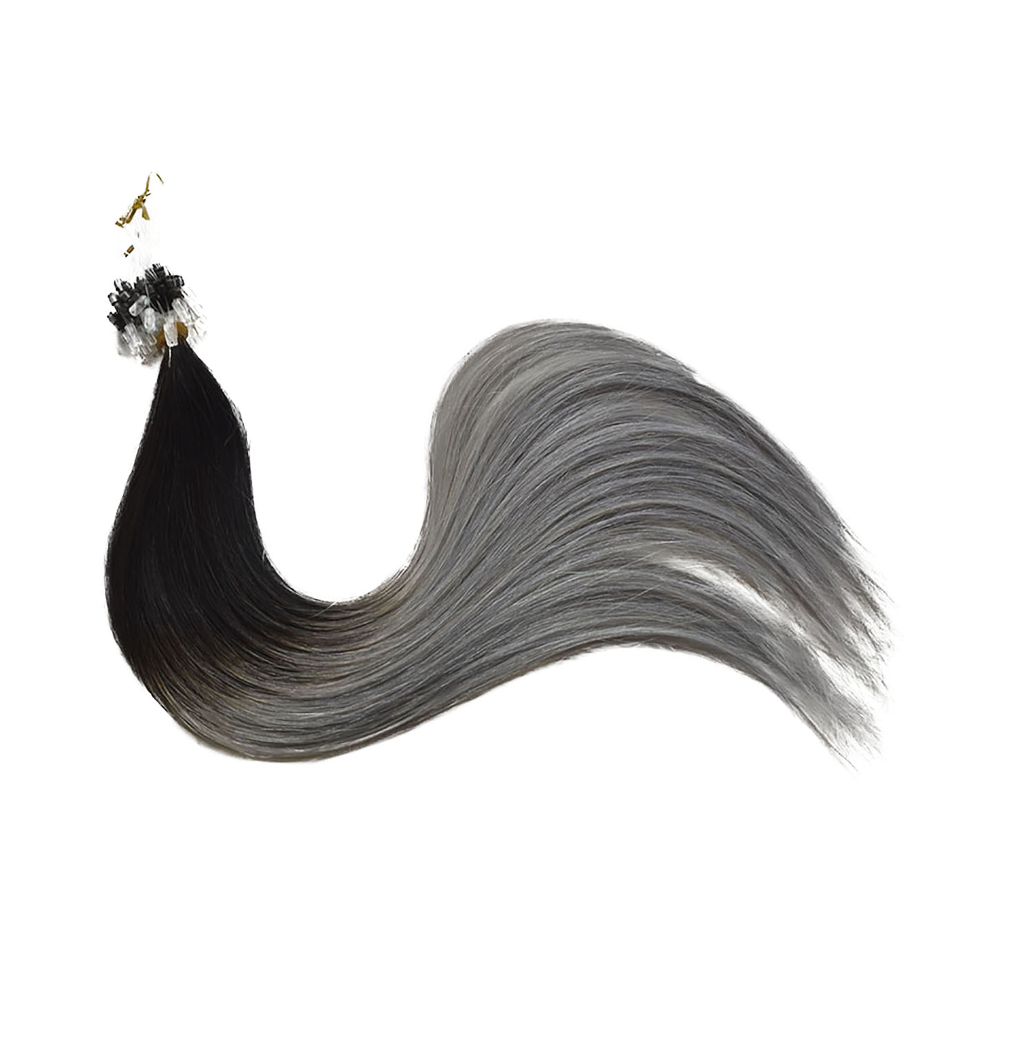 Micro Loop Ring Hair #Ombre 1 to Grey Black to Grey - Image 2
