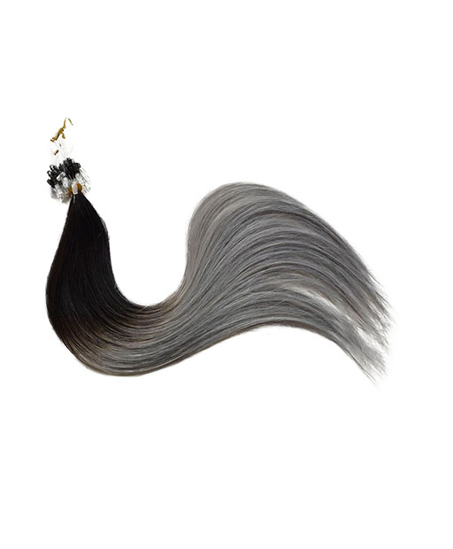 Buy Micro Loop Hair Extensions #ombre 1 to grey -Hair 100