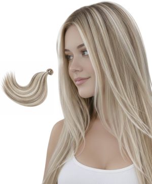 nail tip hair #18/613 ash blonde/bleach blonde mix